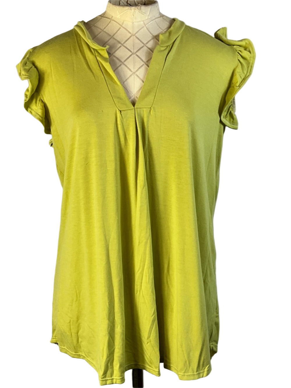 Acting Pro Sleeveless Ruffle Hem Lime Green Tunic Top Size Large New